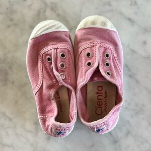 Cienta Pink Canvas Sneakers with Rubber Toe Caps